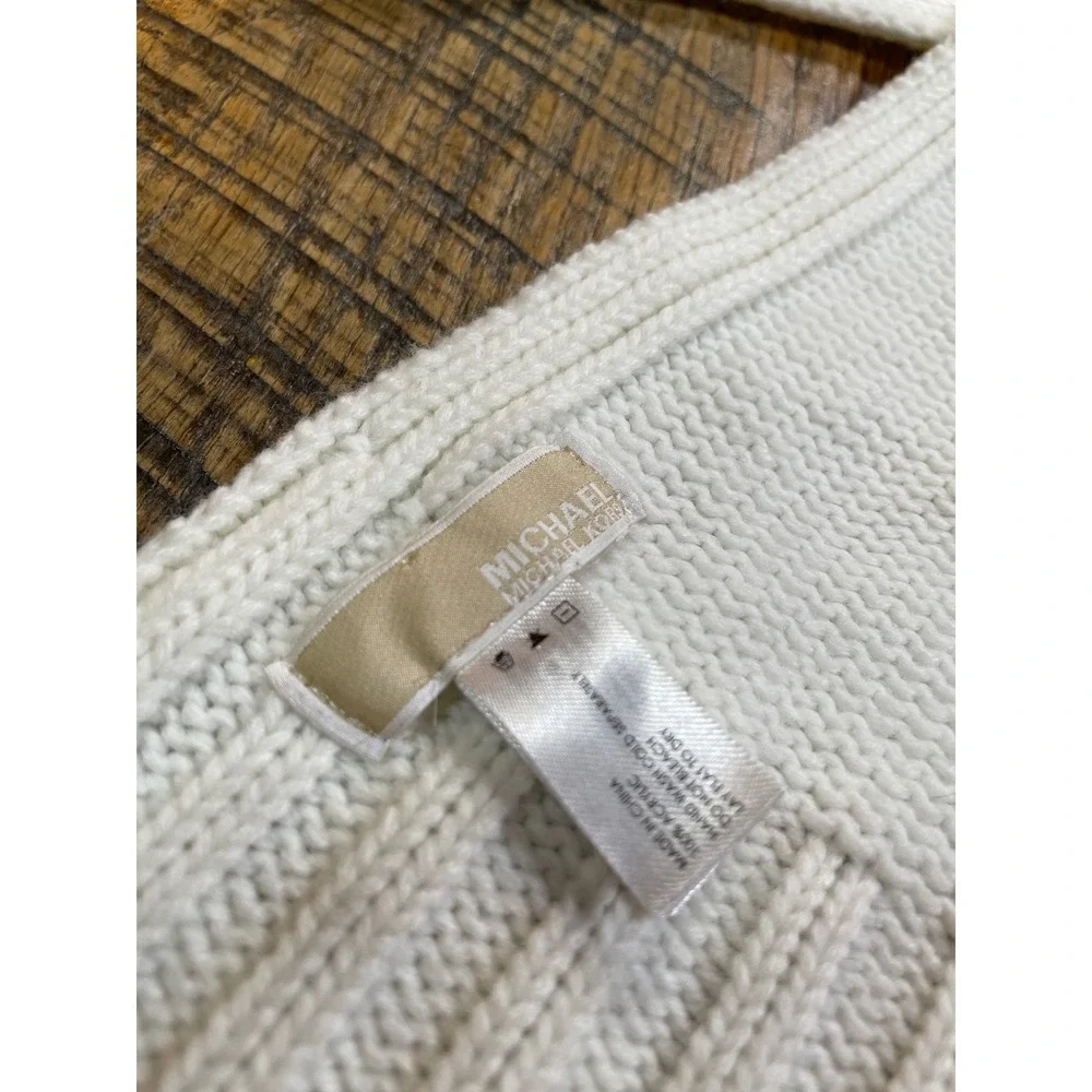 Michael Kors MK Logo‎ Crystal Scarf Cream White Knit Winter Ski Warm Women